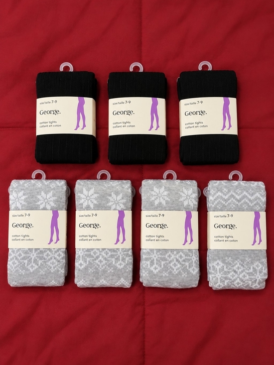 George Other - NWT George Cotton Tights 7pc Bundle Girls Size 7-9 Black & Grey